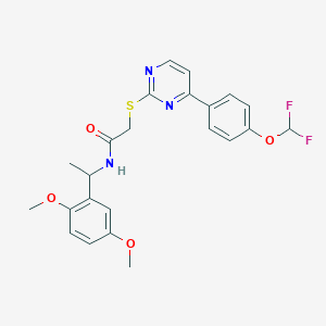 molecular formula C23H23F2N3O4S B4379052 2-({4-[4-(DIFLUOROMETHOXY)PHENYL]-2-PYRIMIDINYL}SULFANYL)-N~1~-[1-(2,5-DIMETHOXYPHENYL)ETHYL]ACETAMIDE 