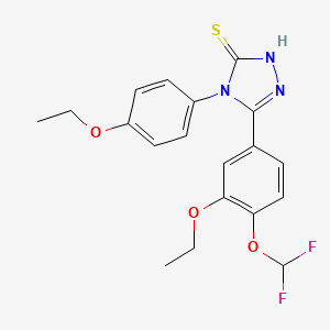 molecular formula C19H19F2N3O3S B4379057 5-[4-(DIFLUOROMETHOXY)-3-ETHOXYPHENYL]-4-(4-ETHOXYPHENYL)-4H-1,2,4-TRIAZOL-3-YLHYDROSULFIDE 