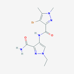 molecular formula C12H15BrN6O2 B4379073 N-[3-(aminocarbonyl)-1-ethyl-1H-pyrazol-4-yl]-4-bromo-1,5-dimethyl-1H-pyrazole-3-carboxamide 