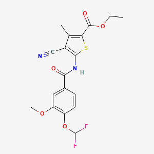 ethyl 4-cyano-5-{[4-(difluoromethoxy)-3-methoxybenzoyl]amino}-3-methyl-2-thiophenecarboxylate