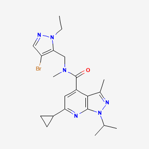 molecular formula C21H27BrN6O B4379200 N-[(4-bromo-1-ethyl-1H-pyrazol-5-yl)methyl]-6-cyclopropyl-1-isopropyl-N,3-dimethyl-1H-pyrazolo[3,4-b]pyridine-4-carboxamide 