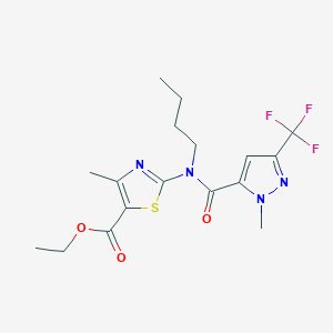 molecular formula C17H21F3N4O3S B4379222 ethyl 2-(butyl{[1-methyl-3-(trifluoromethyl)-1H-pyrazol-5-yl]carbonyl}amino)-4-methyl-1,3-thiazole-5-carboxylate 