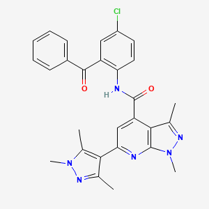 molecular formula C28H25ClN6O2 B4379249 N-(2-benzoyl-4-chlorophenyl)-1,3-dimethyl-6-(1,3,5-trimethyl-1H-pyrazol-4-yl)-1H-pyrazolo[3,4-b]pyridine-4-carboxamide 