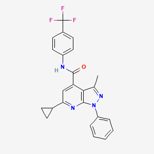 molecular formula C24H19F3N4O B4379256 6-cyclopropyl-3-methyl-1-phenyl-N-[4-(trifluoromethyl)phenyl]-1H-pyrazolo[3,4-b]pyridine-4-carboxamide 