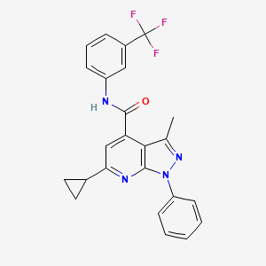 molecular formula C24H19F3N4O B4379258 6-cyclopropyl-3-methyl-1-phenyl-N-[3-(trifluoromethyl)phenyl]-1H-pyrazolo[3,4-b]pyridine-4-carboxamide 