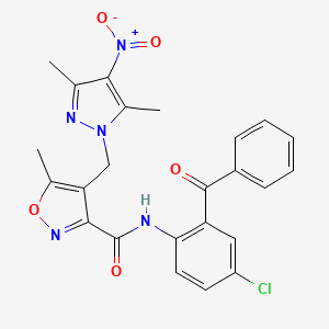 molecular formula C24H20ClN5O5 B4379279 N-(2-benzoyl-4-chlorophenyl)-4-[(3,5-dimethyl-4-nitro-1H-pyrazol-1-yl)methyl]-5-methyl-3-isoxazolecarboxamide 