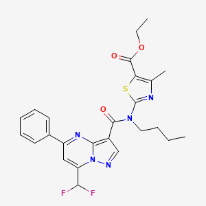 molecular formula C25H25F2N5O3S B4379331 ethyl 2-(butyl{[7-(difluoromethyl)-5-phenylpyrazolo[1,5-a]pyrimidin-3-yl]carbonyl}amino)-4-methyl-1,3-thiazole-5-carboxylate 