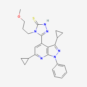 5-(3,6-dicyclopropyl-1-phenyl-1H-pyrazolo[3,4-b]pyridin-4-yl)-4-(3-methoxypropyl)-4H-1,2,4-triazol-3-ylhydrosulfide