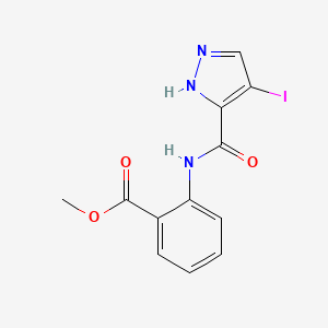 molecular formula C12H10IN3O3 B4379477 methyl 2-{[(4-iodo-1H-pyrazol-3-yl)carbonyl]amino}benzoate 