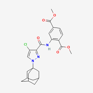 molecular formula C24H26ClN3O5 B4379484 dimethyl 2-({[1-(1-adamantyl)-4-chloro-1H-pyrazol-3-yl]carbonyl}amino)terephthalate 