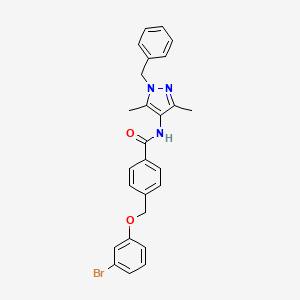 N-(1-benzyl-3,5-dimethyl-1H-pyrazol-4-yl)-4-[(3-bromophenoxy)methyl]benzamide