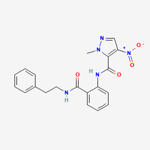 molecular formula C20H19N5O4 B4379527 1-METHYL-4-NITRO-N-{2-[(PHENETHYLAMINO)CARBONYL]PHENYL}-1H-PYRAZOLE-5-CARBOXAMIDE 