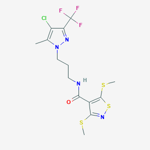 N-{3-[4-CHLORO-5-METHYL-3-(TRIFLUOROMETHYL)-1H-PYRAZOL-1-YL]PROPYL}-3,5-BIS(METHYLSULFANYL)-4-ISOTHIAZOLECARBOXAMIDE