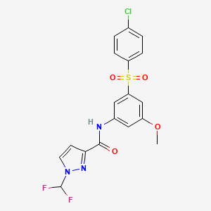 molecular formula C18H14ClF2N3O4S B4379568 N-{3-[(4-chlorophenyl)sulfonyl]-5-methoxyphenyl}-1-(difluoromethyl)-1H-pyrazole-3-carboxamide 