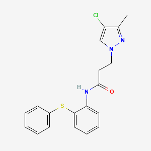 3-(4-chloro-3-methyl-1H-pyrazol-1-yl)-N-[2-(phenylsulfanyl)phenyl]propanamide