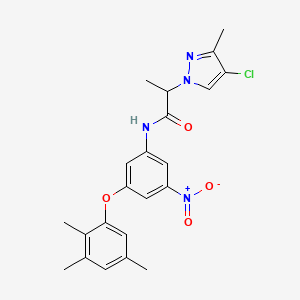 molecular formula C22H23ClN4O4 B4379585 2-(4-chloro-3-methyl-1H-pyrazol-1-yl)-N-[3-nitro-5-(2,3,5-trimethylphenoxy)phenyl]propanamide 