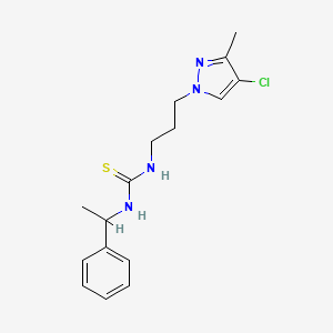 molecular formula C16H21ClN4S B4379598 N-[3-(4-chloro-3-methyl-1H-pyrazol-1-yl)propyl]-N'-(1-phenylethyl)thiourea 