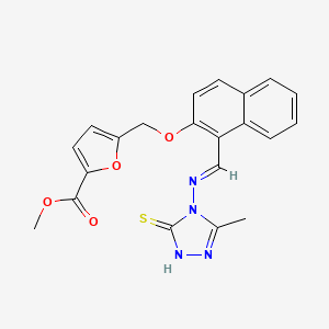 molecular formula C21H18N4O4S B4379642 METHYL 5-{[(1-{[(3-METHYL-5-SULFANYL-4H-1,2,4-TRIAZOL-4-YL)IMINO]METHYL}-2-NAPHTHYL)OXY]METHYL}-2-FUROATE 