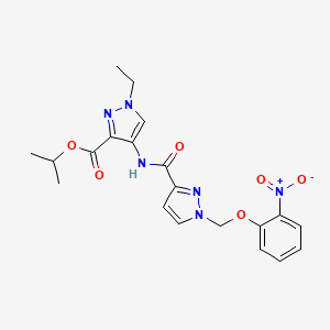 molecular formula C20H22N6O6 B4379663 isopropyl 1-ethyl-4-[({1-[(2-nitrophenoxy)methyl]-1H-pyrazol-3-yl}carbonyl)amino]-1H-pyrazole-3-carboxylate 