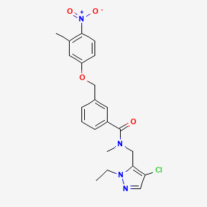 molecular formula C22H23ClN4O4 B4379686 N-[(4-chloro-1-ethyl-1H-pyrazol-5-yl)methyl]-N-methyl-3-[(3-methyl-4-nitrophenoxy)methyl]benzamide 