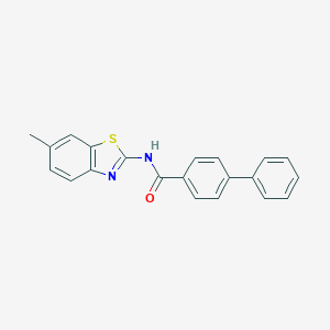 molecular formula C21H16N2OS B437972 N-(6-methyl-1,3-benzothiazol-2-yl)-4-phenylbenzamide CAS No. 300569-34-0