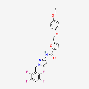 molecular formula C24H19F4N3O4 B4379747 5-[(4-ethoxyphenoxy)methyl]-N-[1-(2,3,5,6-tetrafluorobenzyl)-1H-pyrazol-3-yl]-2-furamide 