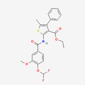 ethyl 2-{[4-(difluoromethoxy)-3-methoxybenzoyl]amino}-5-methyl-4-phenyl-3-thiophenecarboxylate