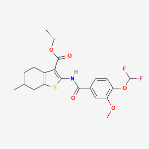 ethyl 2-{[4-(difluoromethoxy)-3-methoxybenzoyl]amino}-6-methyl-4,5,6,7-tetrahydro-1-benzothiophene-3-carboxylate