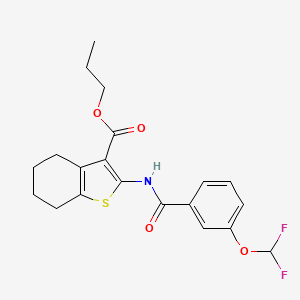 molecular formula C20H21F2NO4S B4379779 propyl 2-{[3-(difluoromethoxy)benzoyl]amino}-4,5,6,7-tetrahydro-1-benzothiophene-3-carboxylate 