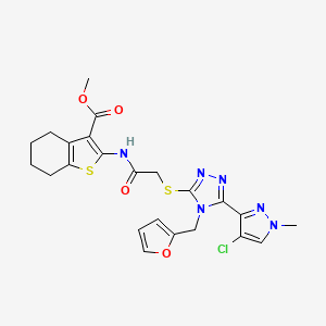 molecular formula C23H23ClN6O4S2 B4379793 METHYL 2-[(2-{[5-(4-CHLORO-1-METHYL-1H-PYRAZOL-3-YL)-4-(2-FURYLMETHYL)-4H-1,2,4-TRIAZOL-3-YL]SULFANYL}ACETYL)AMINO]-4,5,6,7-TETRAHYDRO-1-BENZOTHIOPHENE-3-CARBOXYLATE 