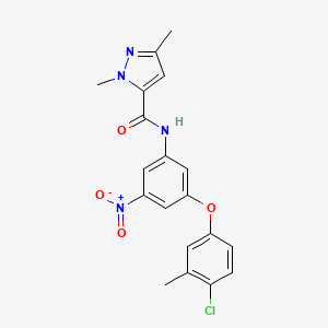 N-[3-(4-chloro-3-methylphenoxy)-5-nitrophenyl]-1,3-dimethyl-1H-pyrazole-5-carboxamide