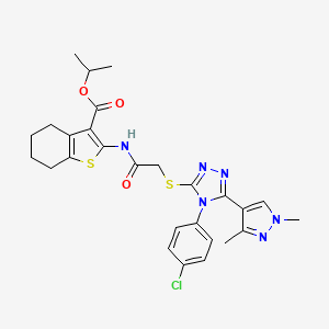 ISOPROPYL 2-[(2-{[4-(4-CHLOROPHENYL)-5-(1,3-DIMETHYL-1H-PYRAZOL-4-YL)-4H-1,2,4-TRIAZOL-3-YL]SULFANYL}ACETYL)AMINO]-4,5,6,7-TETRAHYDRO-1-BENZOTHIOPHENE-3-CARBOXYLATE