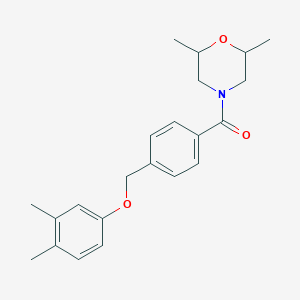 molecular formula C22H27NO3 B4379801 (2,6-DIMETHYLMORPHOLINO){4-[(3,4-DIMETHYLPHENOXY)METHYL]PHENYL}METHANONE 