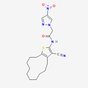 N-(3-cyano-4,5,6,7,8,9,10,11,12,13-decahydrocyclododeca[b]thiophen-2-yl)-2-(4-nitro-1H-pyrazol-1-yl)acetamide