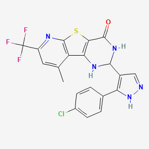 4-[5-(4-chlorophenyl)-1H-pyrazol-4-yl]-13-methyl-11-(trifluoromethyl)-8-thia-3,5,10-triazatricyclo[7.4.0.02,7]trideca-1(9),2(7),10,12-tetraen-6-one