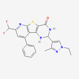 11-(difluoromethyl)-4-(1-ethyl-3-methylpyrazol-4-yl)-13-phenyl-8-thia-3,5,10-triazatricyclo[7.4.0.02,7]trideca-1(9),2(7),10,12-tetraen-6-one