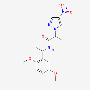 molecular formula C16H20N4O5 B4379878 N-[1-(2,5-dimethoxyphenyl)ethyl]-2-(4-nitro-1H-pyrazol-1-yl)propanamide 