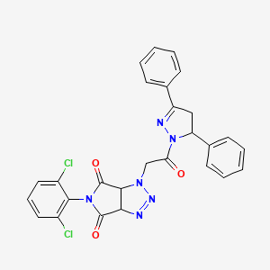 molecular formula C27H20Cl2N6O3 B4379884 5-(2,6-dichlorophenyl)-1-[2-(3,5-diphenyl-4,5-dihydro-1H-pyrazol-1-yl)-2-oxoethyl]-3a,6a-dihydropyrrolo[3,4-d][1,2,3]triazole-4,6(1H,5H)-dione 