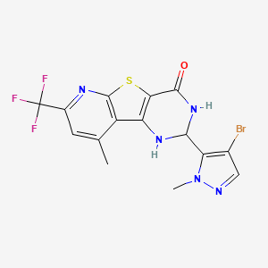 molecular formula C15H11BrF3N5OS B4379887 4-(4-bromo-2-methylpyrazol-3-yl)-13-methyl-11-(trifluoromethyl)-8-thia-3,5,10-triazatricyclo[7.4.0.02,7]trideca-1(9),2(7),10,12-tetraen-6-one 