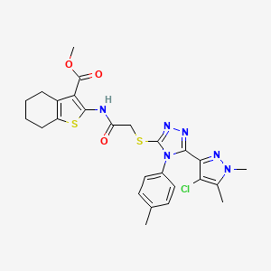 METHYL 2-[(2-{[5-(4-CHLORO-1,5-DIMETHYL-1H-PYRAZOL-3-YL)-4-(4-METHYLPHENYL)-4H-1,2,4-TRIAZOL-3-YL]SULFANYL}ACETYL)AMINO]-4,5,6,7-TETRAHYDRO-1-BENZOTHIOPHENE-3-CARBOXYLATE