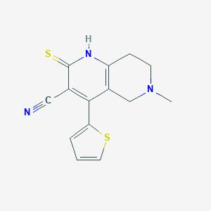 molecular formula C14H13N3S2 B437991 6-Methyl-2-sulfanylidene-4-thiophen-2-yl-1,5,7,8-tetrahydro-1,6-naphthyridine-3-carbonitrile CAS No. 309927-18-2