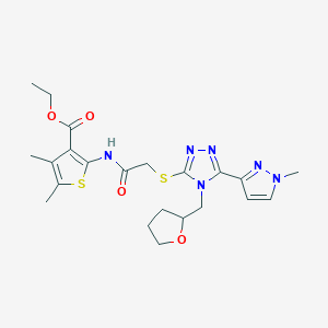 ETHYL 4,5-DIMETHYL-2-[(2-{[5-(1-METHYL-1H-PYRAZOL-3-YL)-4-(TETRAHYDRO-2-FURANYLMETHYL)-4H-1,2,4-TRIAZOL-3-YL]SULFANYL}ACETYL)AMINO]-3-THIOPHENECARBOXYLATE