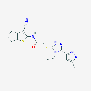 N-(3-cyano-5,6-dihydro-4H-cyclopenta[b]thiophen-2-yl)-2-{[5-(1,5-dimethyl-1H-pyrazol-3-yl)-4-ethyl-4H-1,2,4-triazol-3-yl]sulfanyl}acetamide