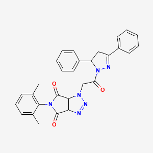 molecular formula C29H26N6O3 B4379997 5-(2,6-dimethylphenyl)-1-[2-(3,5-diphenyl-4,5-dihydro-1H-pyrazol-1-yl)-2-oxoethyl]-3a,6a-dihydropyrrolo[3,4-d][1,2,3]triazole-4,6(1H,5H)-dione 