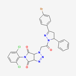 1-{2-[3-(4-bromophenyl)-5-phenyl-4,5-dihydro-1H-pyrazol-1-yl]-2-oxoethyl}-5-(2,6-dichlorophenyl)-3a,6a-dihydropyrrolo[3,4-d][1,2,3]triazole-4,6(1H,5H)-dione