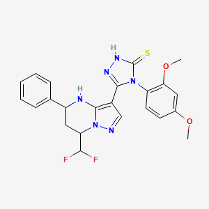 5-[7-(DIFLUOROMETHYL)-5-PHENYL-4,5,6,7-TETRAHYDROPYRAZOLO[1,5-A]PYRIMIDIN-3-YL]-4-(2,4-DIMETHOXYPHENYL)-4H-1,2,4-TRIAZOL-3-YLHYDROSULFIDE