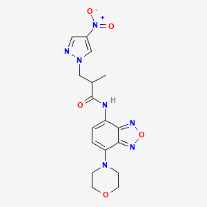 2-METHYL-N-(7-MORPHOLINO-2,1,3-BENZOXADIAZOL-4-YL)-3-(4-NITRO-1H-PYRAZOL-1-YL)PROPANAMIDE