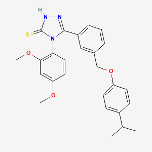 molecular formula C26H27N3O3S B4380060 4-(2,4-DIMETHOXYPHENYL)-5-{3-[(4-ISOPROPYLPHENOXY)METHYL]PHENYL}-4H-1,2,4-TRIAZOL-3-YLHYDROSULFIDE 