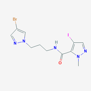 molecular formula C11H13BrIN5O B4380061 N-[3-(4-bromo-1H-pyrazol-1-yl)propyl]-4-iodo-1-methyl-1H-pyrazole-5-carboxamide 