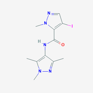 molecular formula C11H14IN5O B4380068 4-iodo-1-methyl-N-(1,3,5-trimethyl-1H-pyrazol-4-yl)-1H-pyrazole-5-carboxamide 